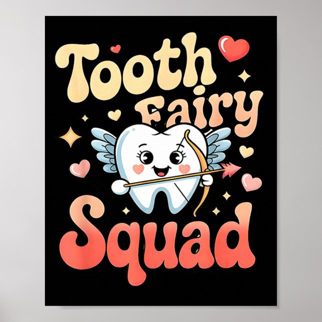 Tooth Fairy Squad Cute Cud Tooth Retro Dental Humo Poster (Framsidan)