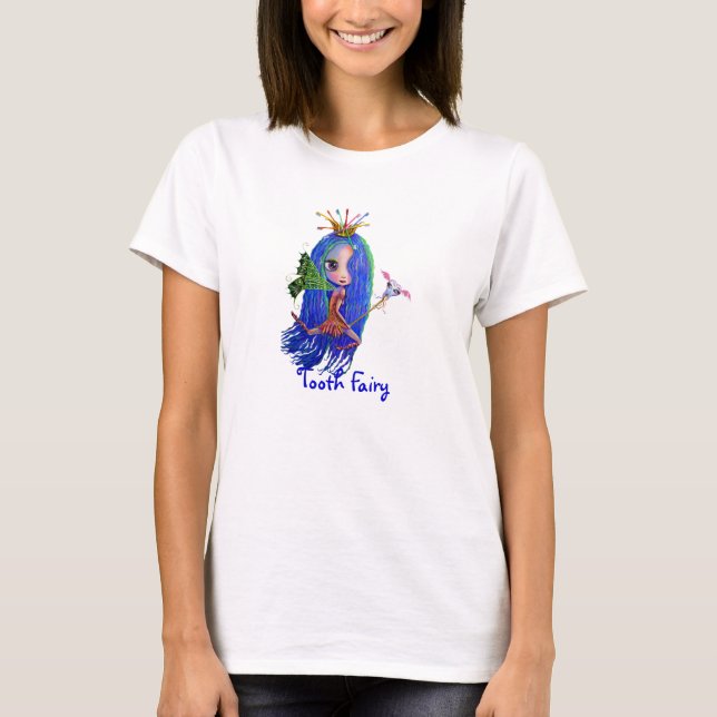 Tooth Fairy with Toothbrush Krona Tee Shirt (Framsida)