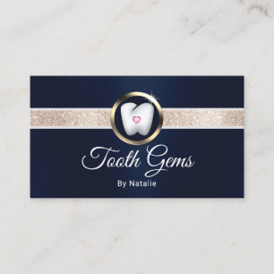 Tooth Gems Modern Navy Dental Beauty Salon Visitkort