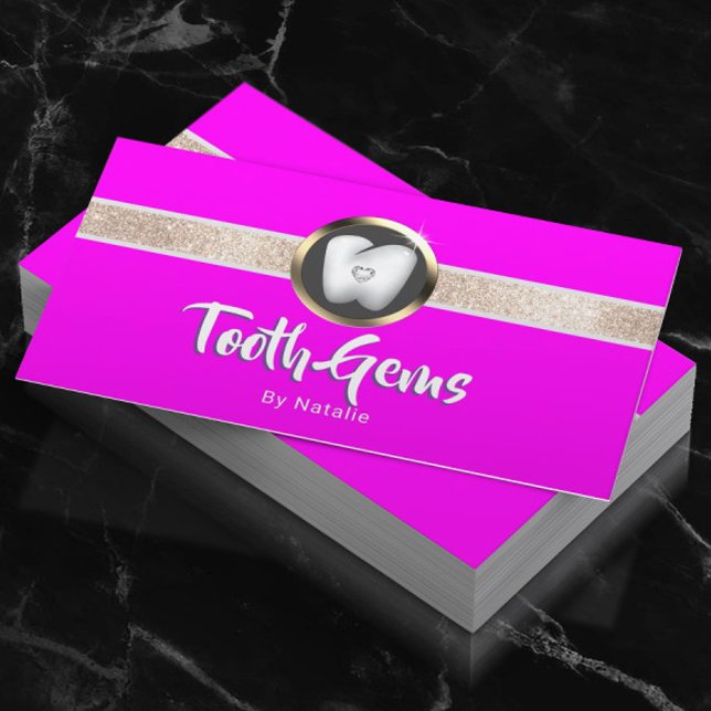 Tooth Gems Teeth Whitening Dental Crystal Salon Visitkort (Skapare uppladdad)