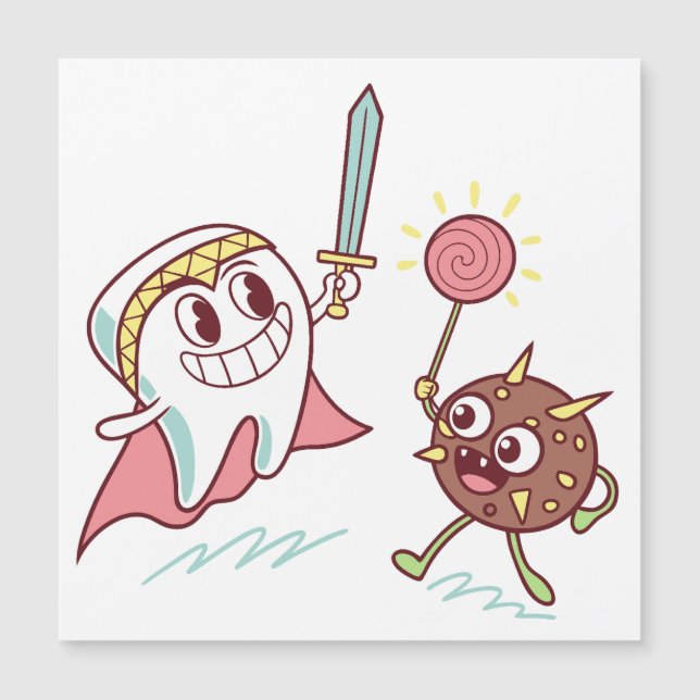 Tooth Hero vs Bacteria Monster Roligt Dental Teckn (Framsida)