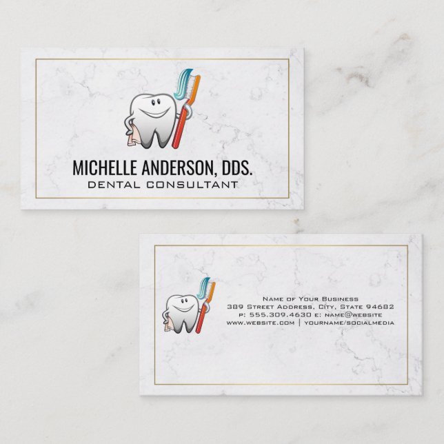 Tooth Holding Tooth Push | Dentalt Visitkort (Fram/baksida)