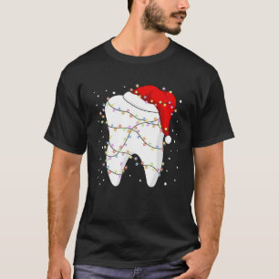 Tooth Ljus Santa Hat jul Dentist Dental as as T Shirt