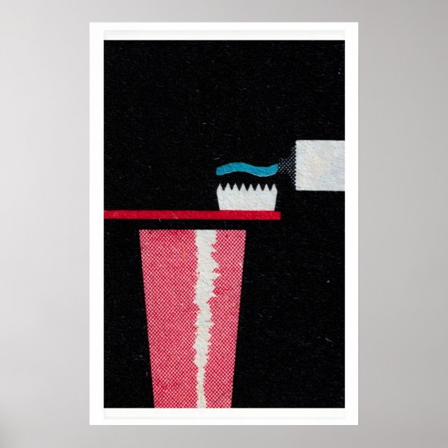 Toothbrush Matchbox Print Vintage Eastern Europe Poster (Framsidan)