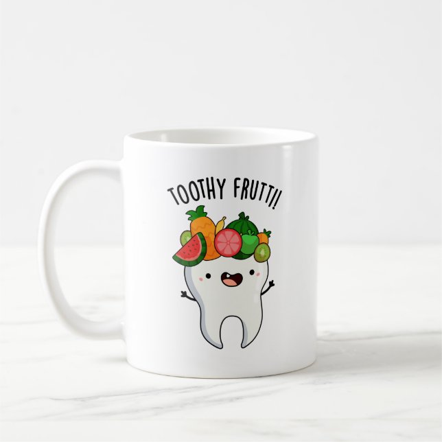 Toothy Fruktig Funny Dental Pun Kaffemugg (Vänster)