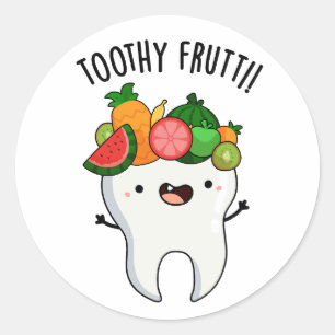 Toothy Fruktig Funny Dental Pun Runt Klistermärke