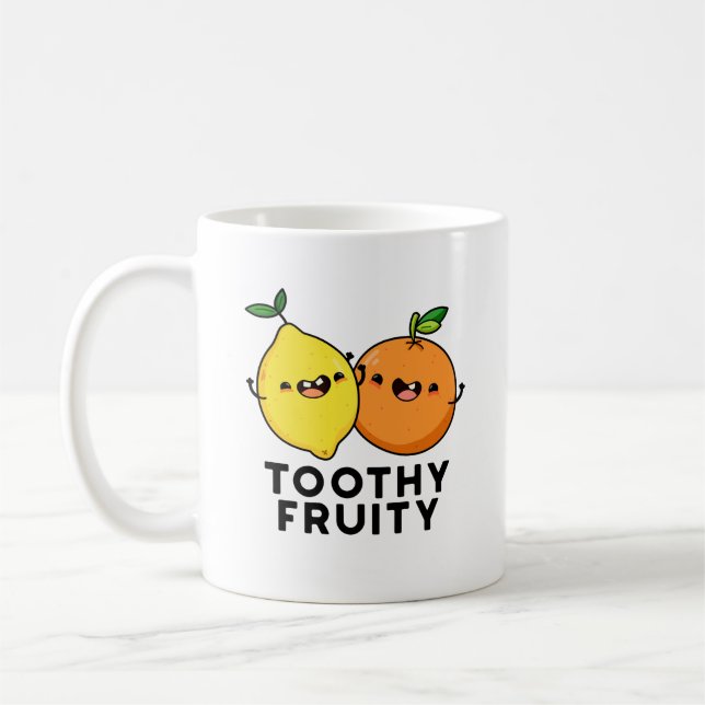Toothy Fruktig Funny Fruit Pun Kaffemugg (Vänster)