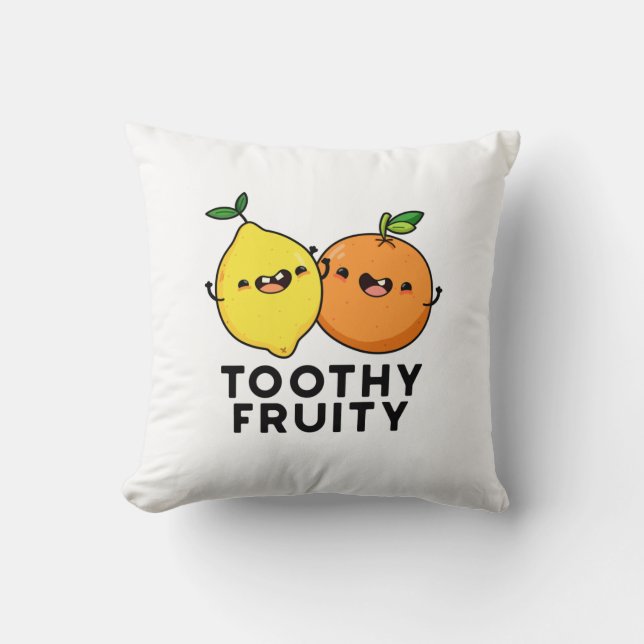 Toothy Fruktig Funny Fruit Pun Kudde (Framsida)