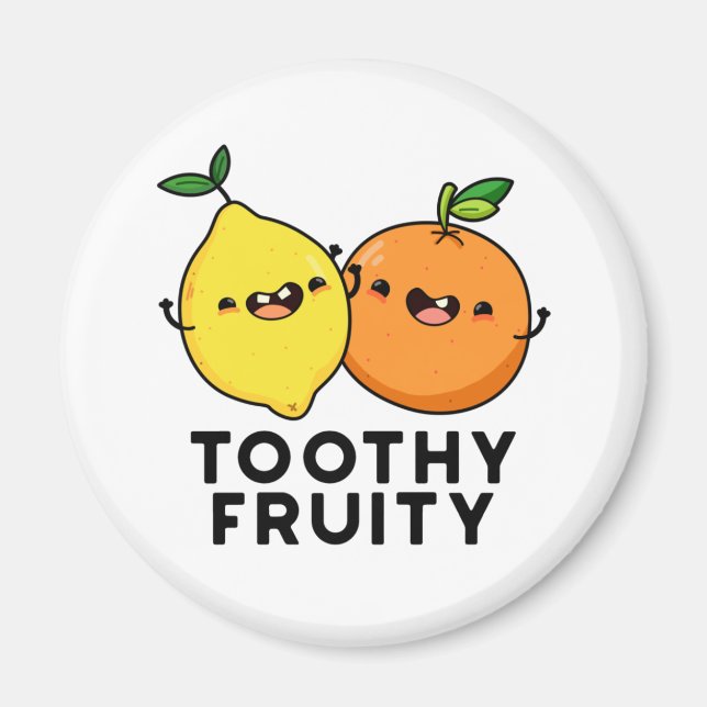 Toothy Fruktig Funny Fruit Pun Magnet (Framsidan)