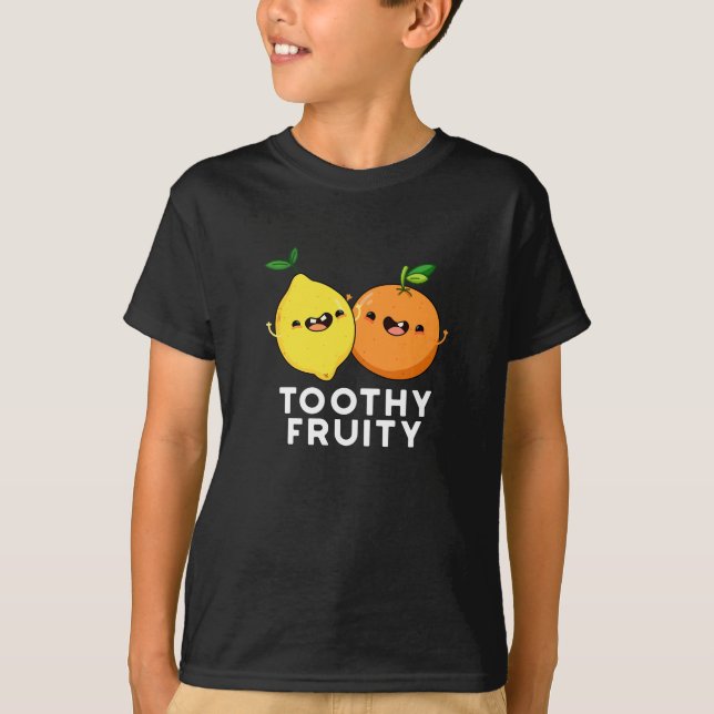 Toothy Fruktig Funny Fruit Pun Mörk BG T Shirt (Framsida)