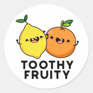 Toothy Fruktig Funny Fruit Pun Runt Klistermärke