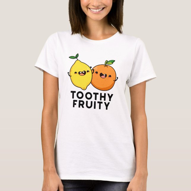 Toothy Fruktig Funny Fruit Pun T Shirt (Framsida)