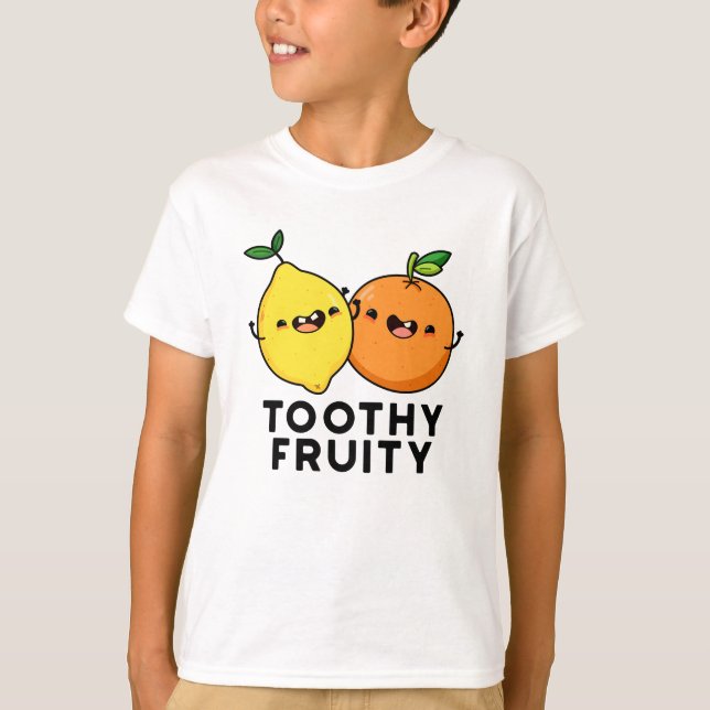 Toothy Fruktig Funny Fruit Pun T Shirt (Framsida)