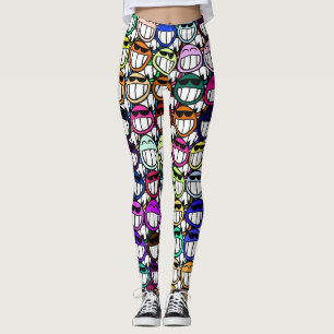 Toothy Grinning Lycklig Ansikte Leggings