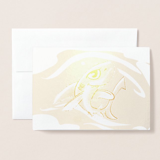 Toothy Grinning Shark Foil Card Folierat Kort (Framsida med kuvert)