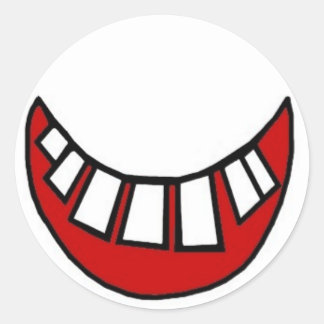 Toothy leker i rött med kontur runt klistermärke