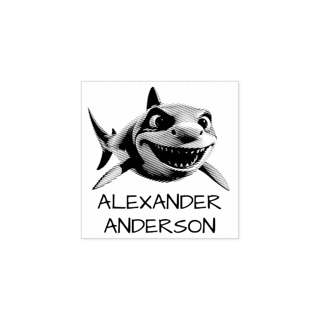 Toothy Shark Personalisera Stämpel (Tryck)