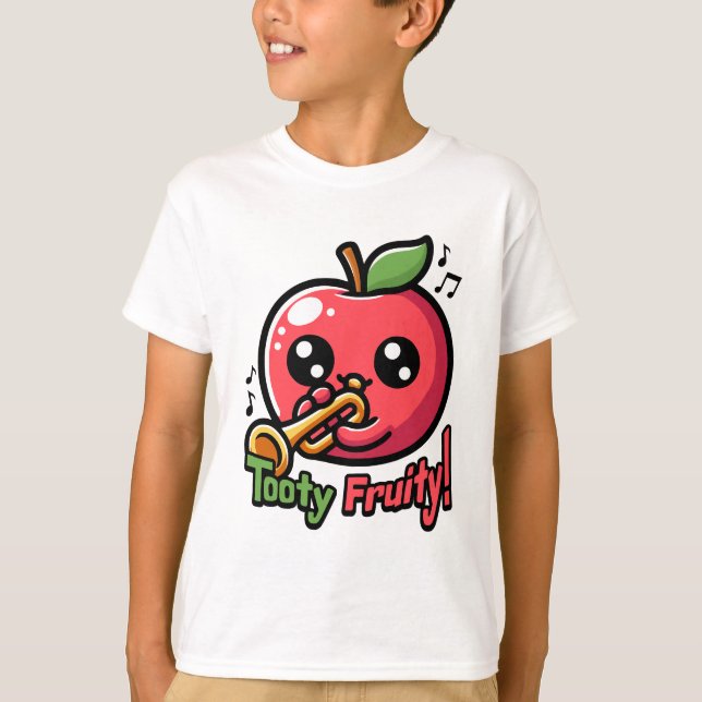 Tooty Fruktig! Cute Trumpet Apple Pun T Shirt (Framsida)