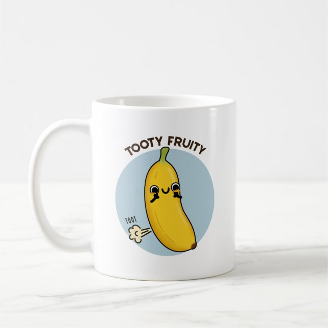 Tooty Fruktig Funny Banana Fruit Pun Kaffemugg (Vänster)