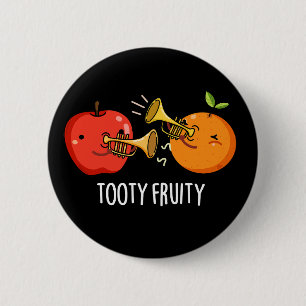 Tooty Fruktig Funny Fruit Musician Pun Mörk BG Knapp