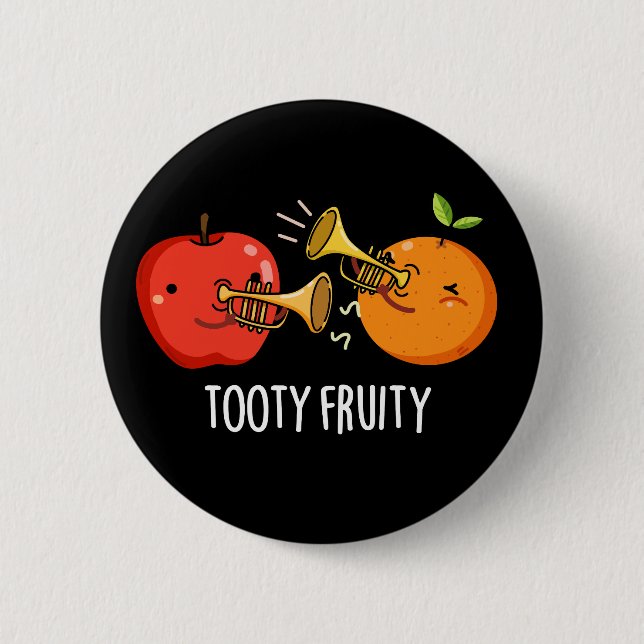 Tooty Fruktig Funny Fruit Musician Pun Mörk BG Knapp (Framsida)