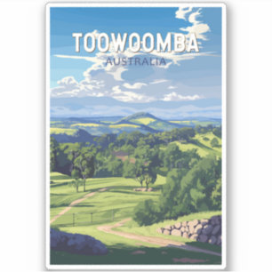 Toowoomba Australia Travel Art Vintage Klistermärken