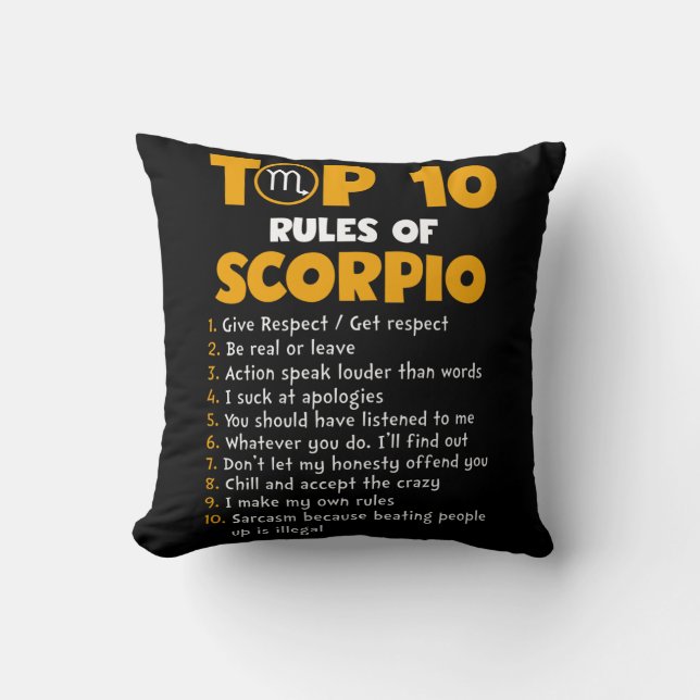 Top 10 Rules of Scorpio Birthday Gifts Kudde (Framsida)