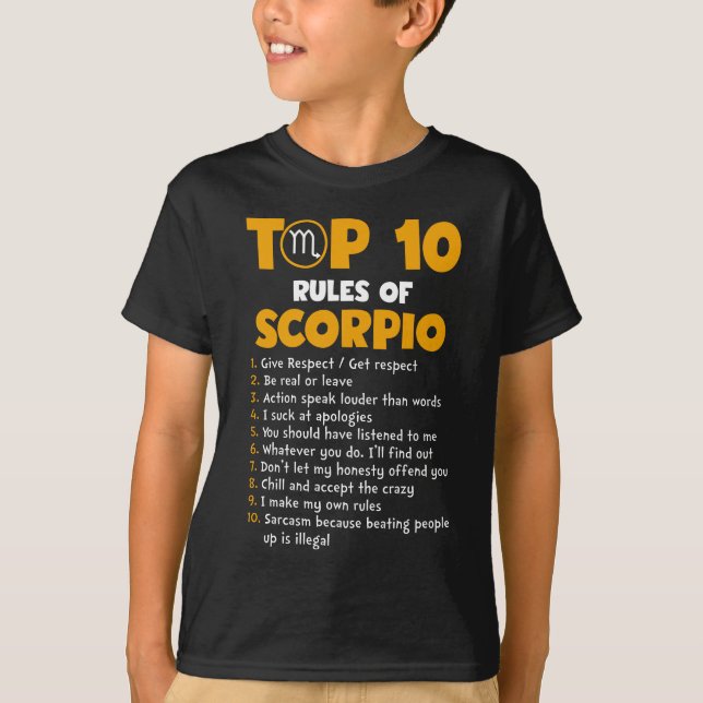 Top 10 Rules of Scorpio Birthday Gifts T Shirt (Framsida)