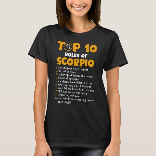 Top 10 Rules of Scorpio Birthday Gifts T Shirt (Framsida)
