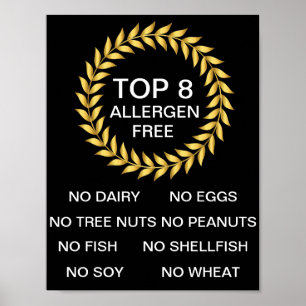 Top 8 Allergen Free Allergen Allergy Restaurant Ba Poster