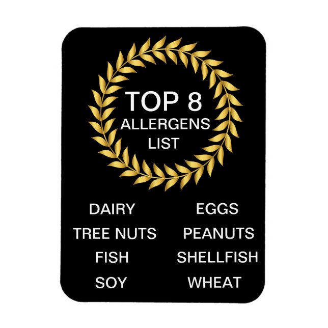Top 8 Allergens List Food Allergy Awareness Magnet (Vertikal)