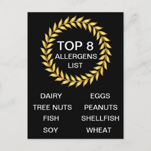 Top 8 Allergens List Food Allergy Awareness Vykort