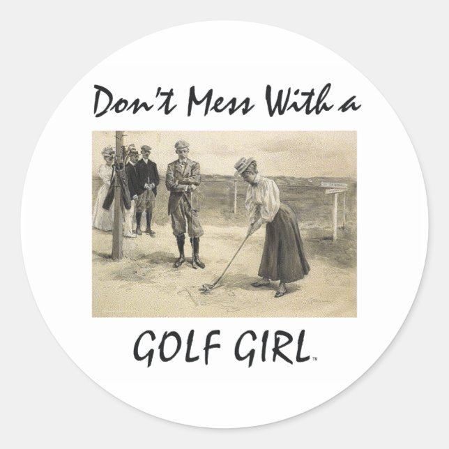 TOP Golf Girl Runt Klistermärke (Framsida)