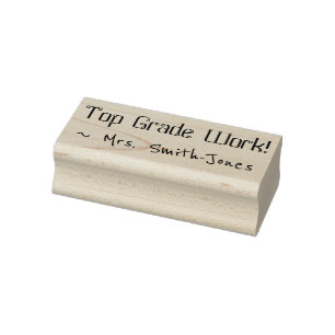 "Top Grade Work!" + Lärarens Namn Gummistämpel Stämpel