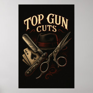 Top Gun Cuts Gangsterlogotyp Poster