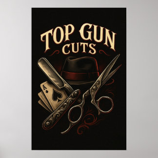 Top Gun Cuts Gangsterlogotyp Poster