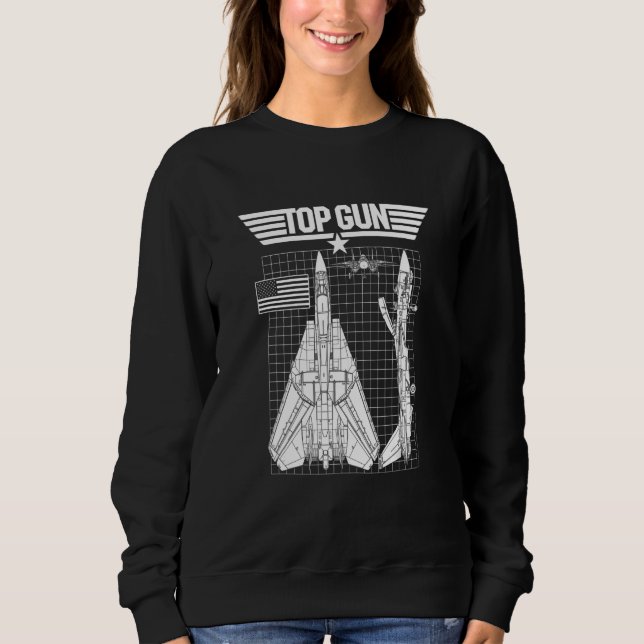 Top Gun F 14 Tomcat Blueprint T Shirt (Framsida)