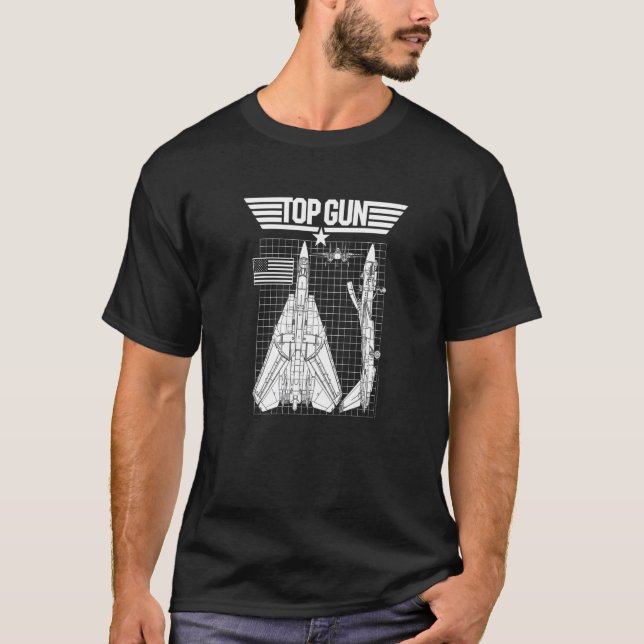 Top Gun F 14 Tomcat Blueprints   T Shirt (Framsida)