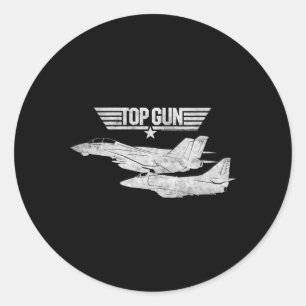 Top Gun White Flygplan Runt Klistermärke