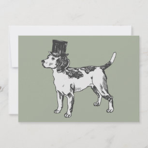 top hat beagle hund quirky whimsical inbjudningar