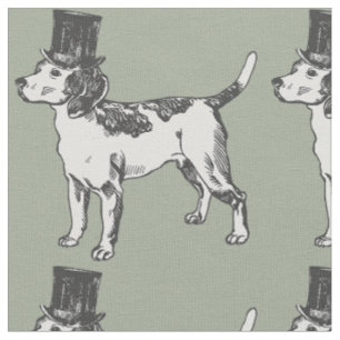 top hat beagle hund quirky whimsical tyg