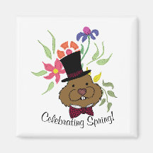Top hat Bow Tie Vår blommor Groundhog