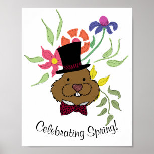 Top hat Bow Tie Vår blommor Poster