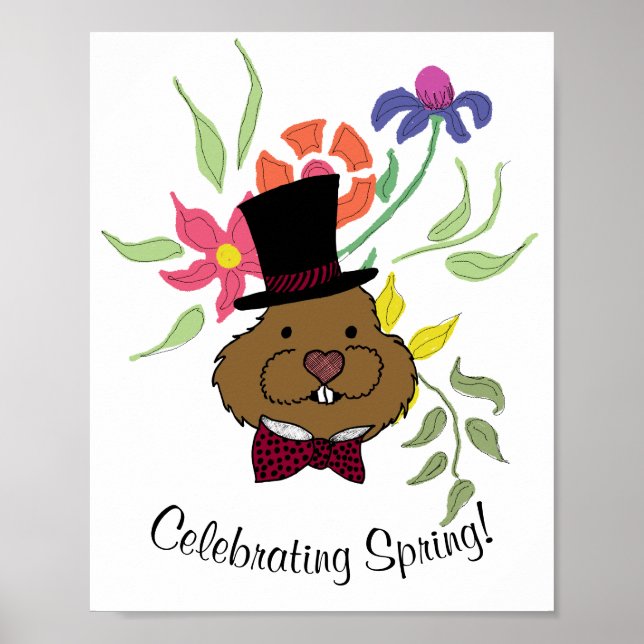 Top hat Bow Tie Vår blommor Poster (Framsidan)