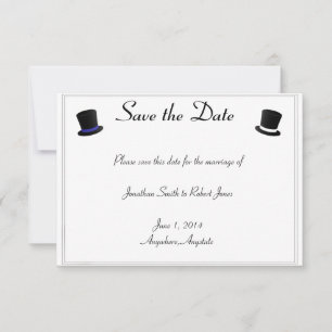 Top hat Bow Ties Blue Gay Bröllop spara datum Datumet