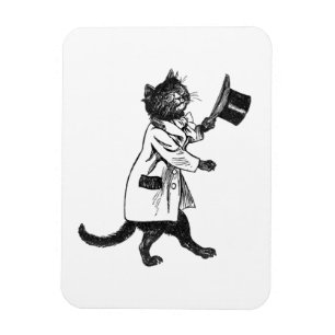 Top hat Cat Vintage Art Flexi Magnet