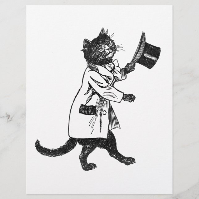 Top hat Cat Vintage Art Flyer (Framsida)