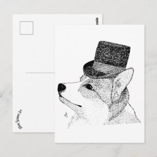 Top hat Corgi Vykort
