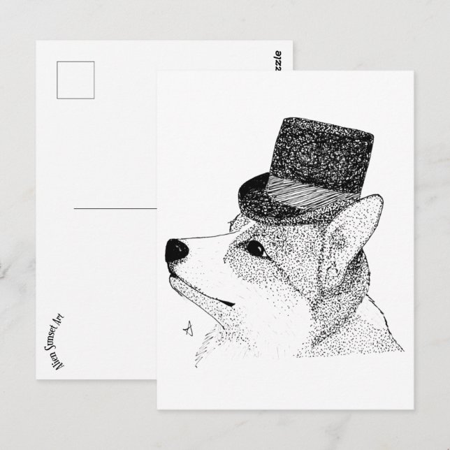 Top hat Corgi Vykort (Fram/baksida)