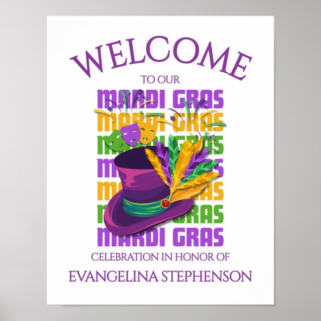Top Hat Fjädrar MARDI GRAS  Poster (Framsidan)